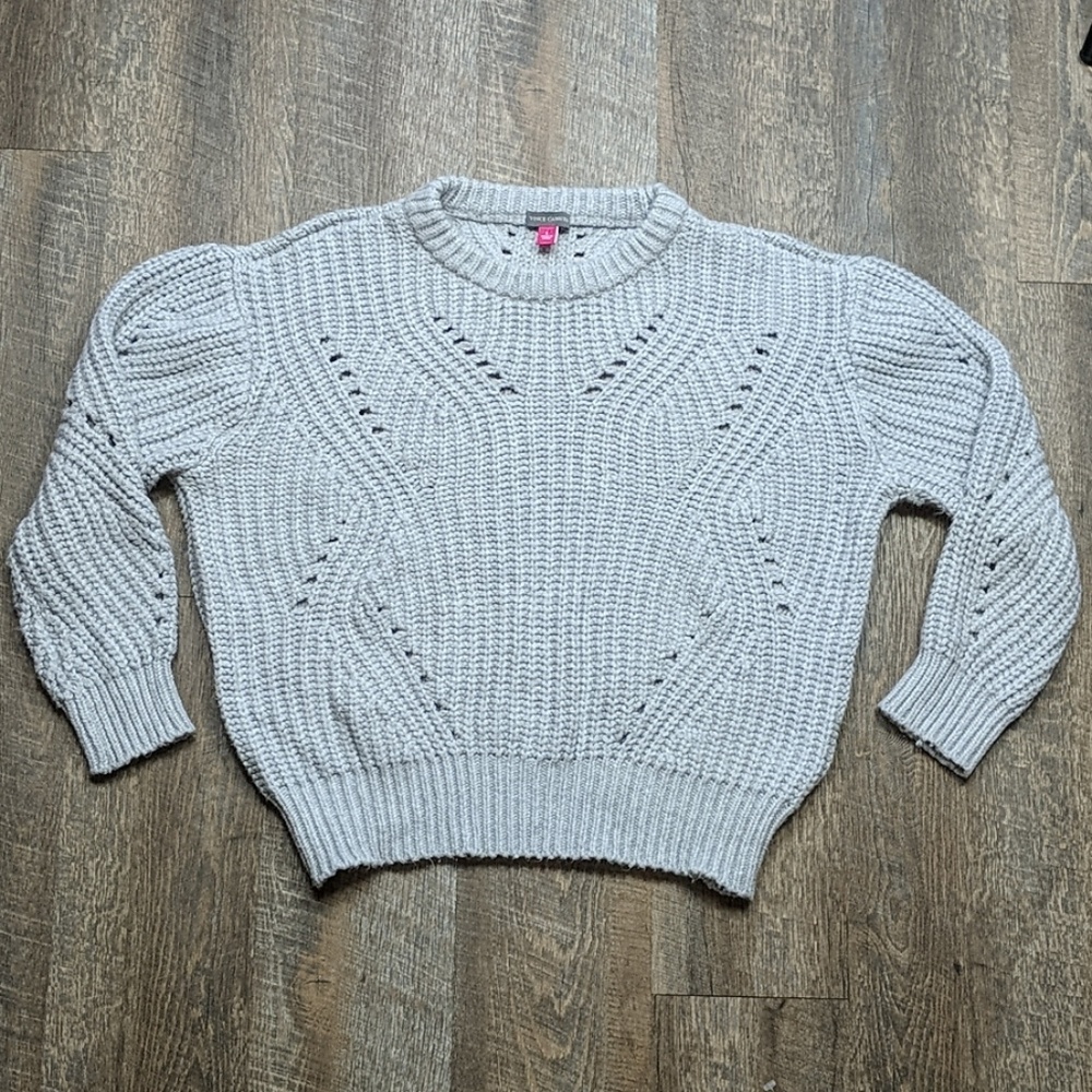 Vince Camuto Open Knit Sweater Crochet Top L